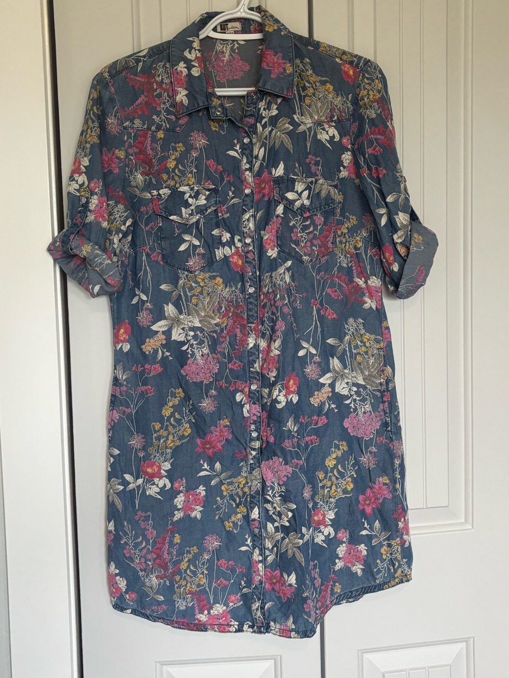 KUT from the Kloth Denim Shirt Dress Floral Blue size Small